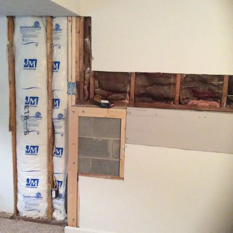 Wall insulation replacement during Basement Flood Cleanup in Bellefonte